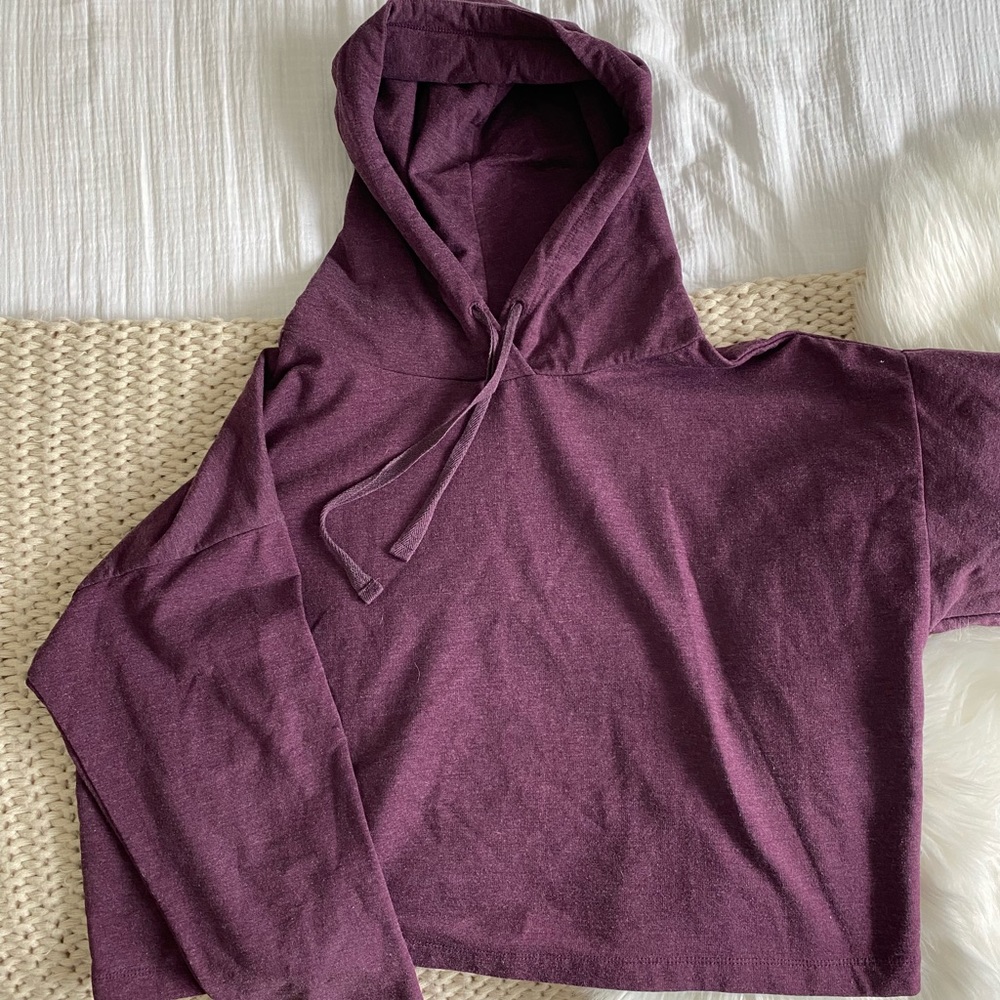 Purple Cropped Hoodie Sweatshirt